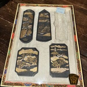 Vintage Chinese Black Ink Sticks Calligraphy Blocks set of 4 Original box